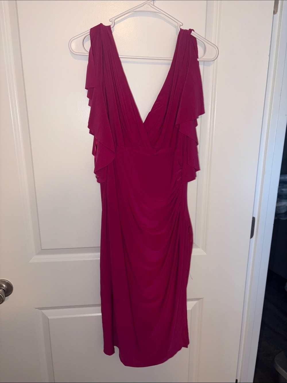 Ralph Lauren Elegant Fuchsia Draped V-Neck Women’s Dress